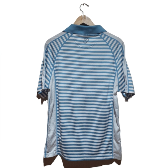 Zero Restriction Tour Series Mens Size Medium Striped Golf Polo Shirt Blue White - Picture 2 of 7